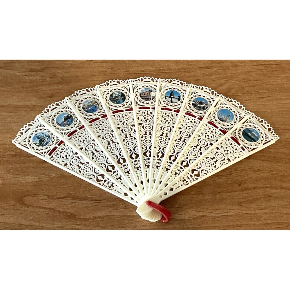 Vintage ITALIAN Souvenir Fan Depicting Italian Scenes, Places and Attractions